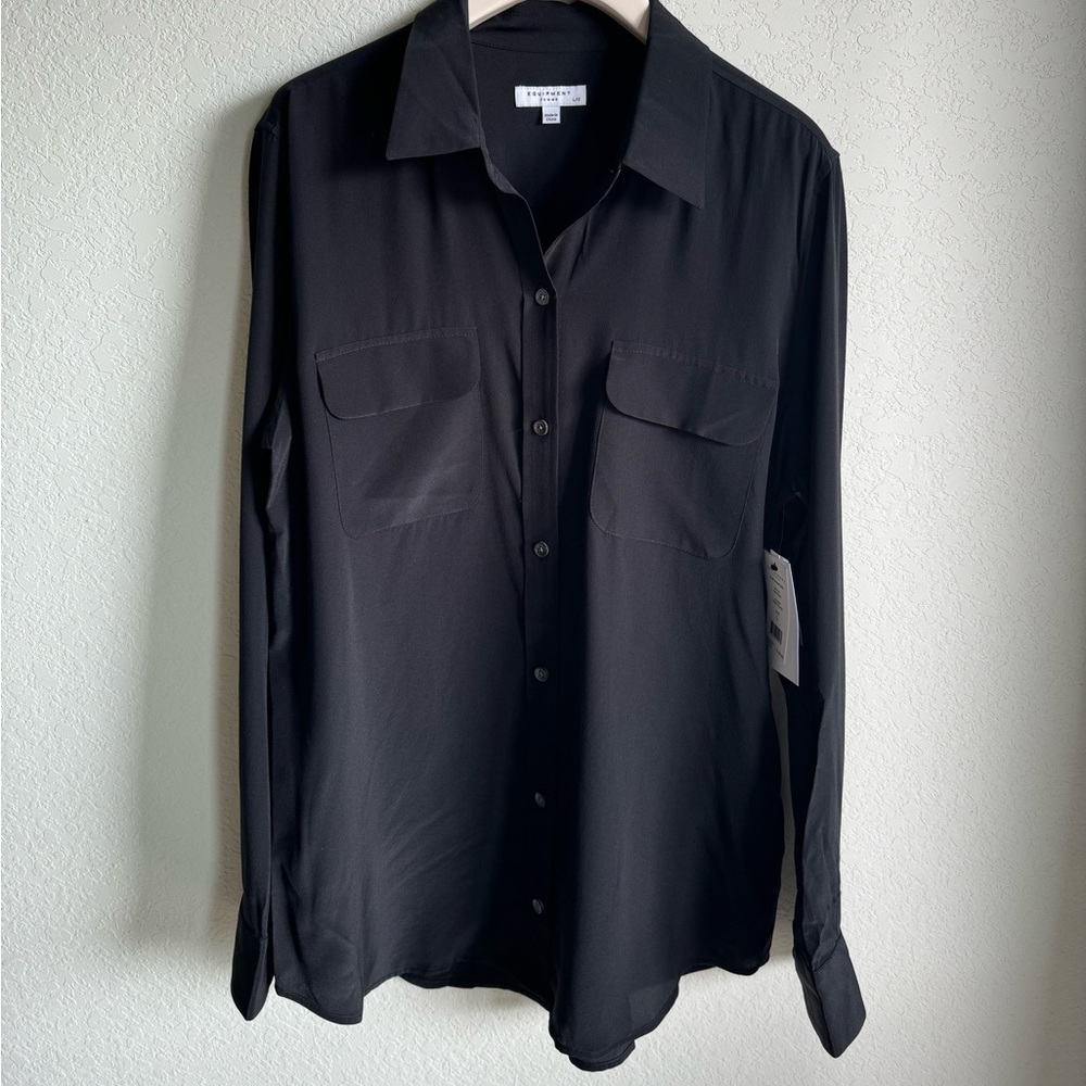 Equipment Slim Signature Button Up Long-Sleeve Silk Shirt